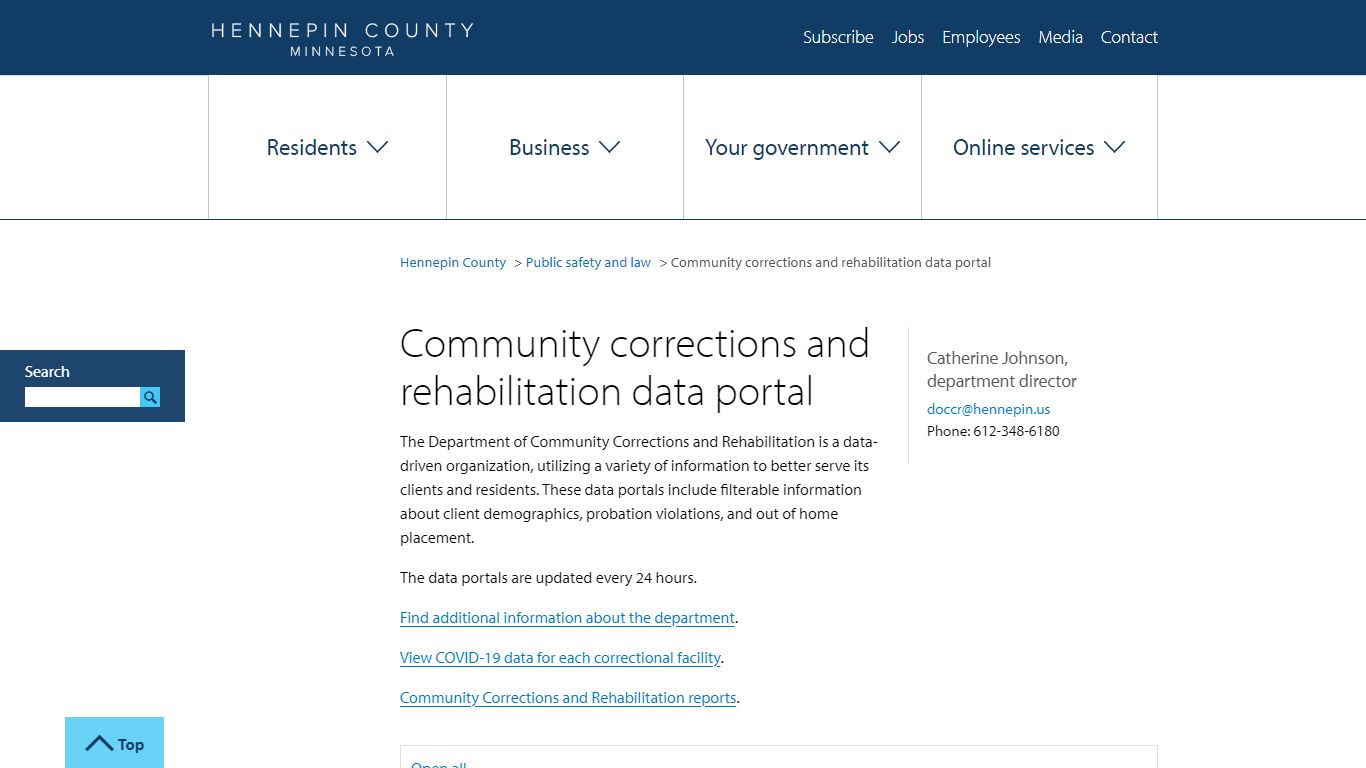 Community corrections and rehabilitation data portal | Hennepin County